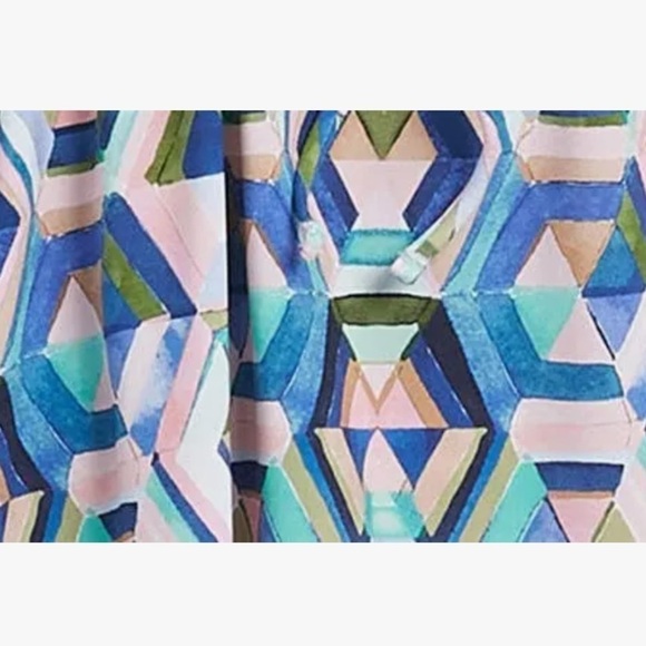 La Blanca Riviera Pink & Blue V Neck Caftan Style Swimsuit Coverup Sz 1X - Picture 8 of 10